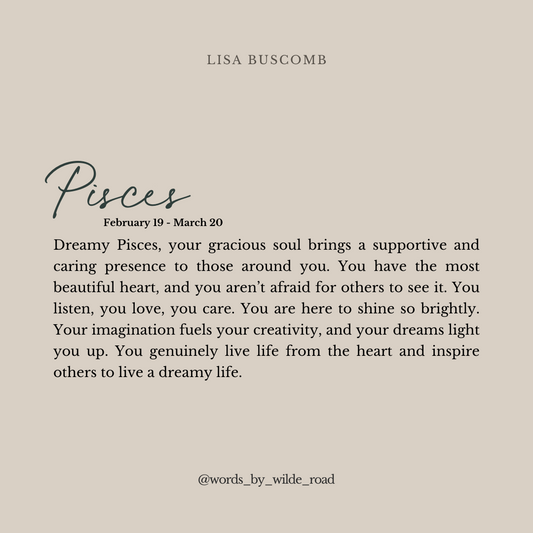 'Pisces' script style digital printable - Lisa Buscomb