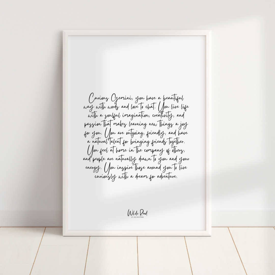 'Gemini' script style digital printable - Lisa Buscomb