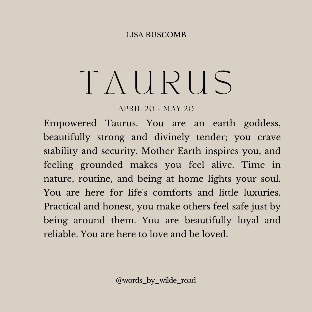 'Taurus' Script Zodiac Print