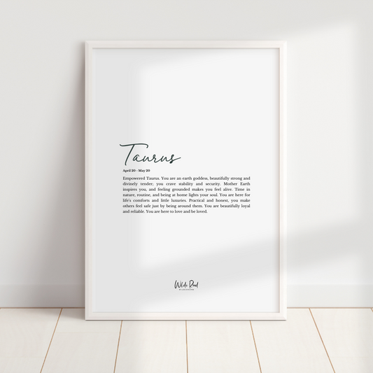 'Taurus' The Zodiac Collection Print